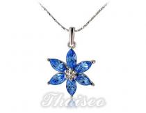 Halskette blau Damen Blumenform mit Swarovski Elementen